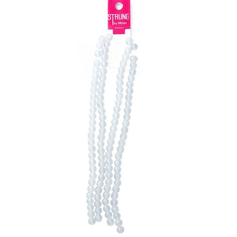 8mm Round Glass Strung Beads -112pcs (available in 2 colours)
